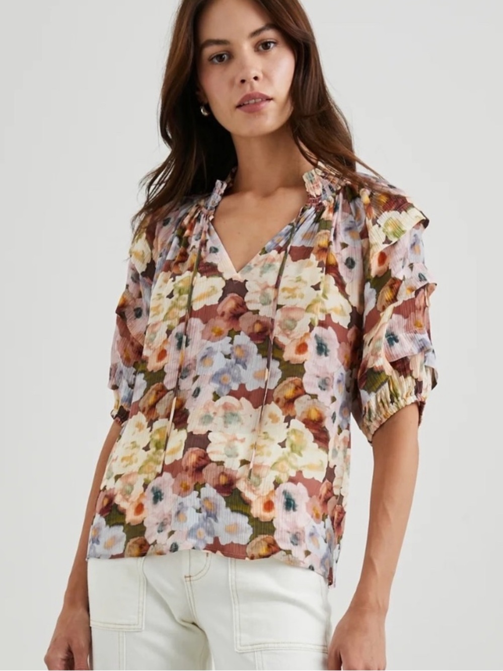 Rails Paris Painted Floral Top Blouse Size XXL